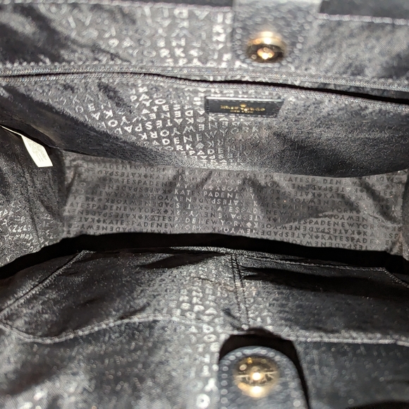 KATE SPADE Grove Street Maeve Zip Tote Leather Laptop Pocket Black White GUC - Picture 11 of 14